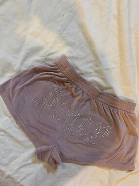 Juicy Couture Pink Y2K Velour Rhinestone shorts
